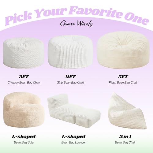 Hobestluk 3 in 1 Bean Bag Chair Giant Bean Bag Chairs Convertible Bean Bag Floor Cushion with Machine Washable Cover