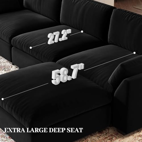 Belffin Extra Large Modular Sectional Sofa,106.3" 4-Seater L Shaped Couch,Velvet Convertible Sectional Couches for Living Room