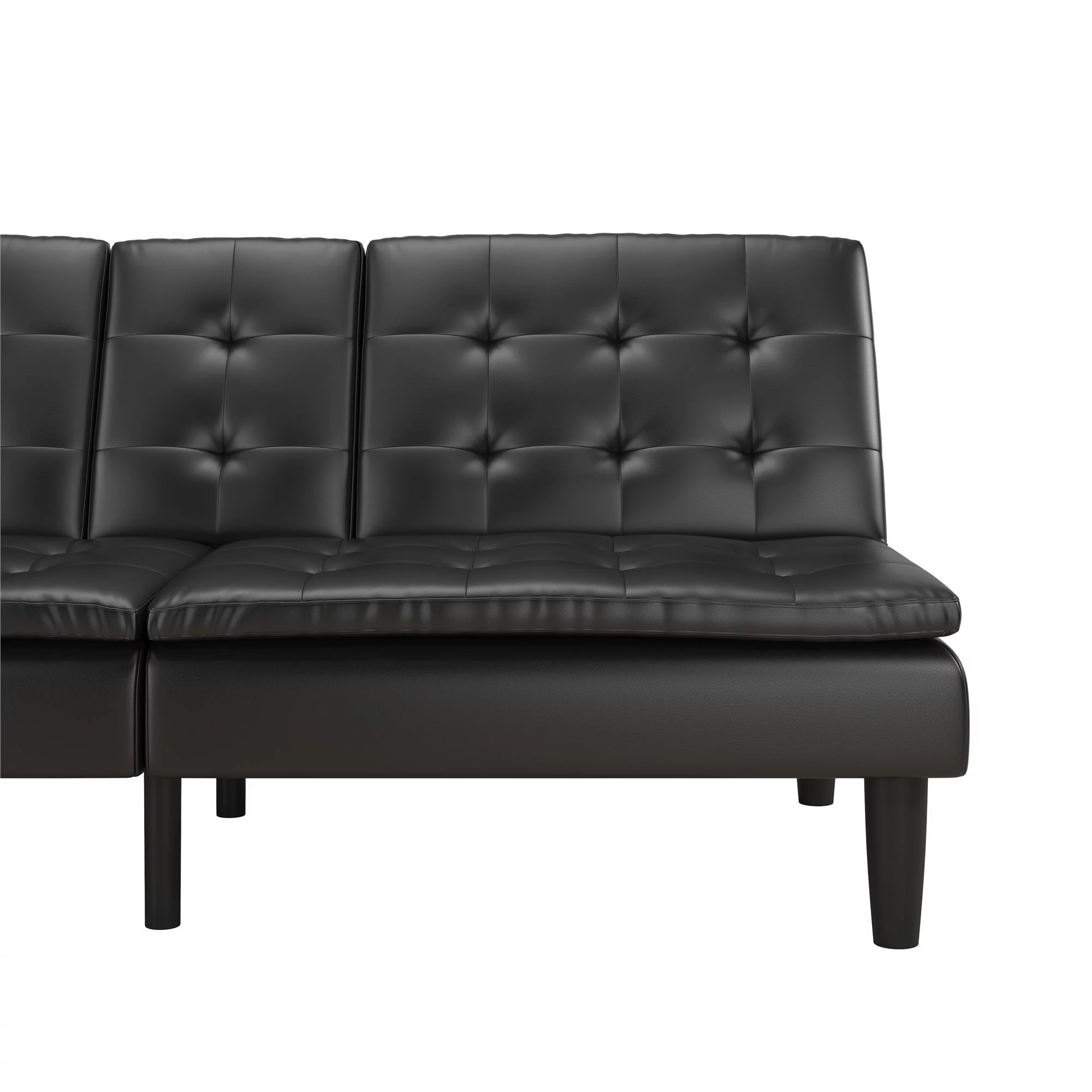 Mainstays Memory Foam Futon with Cupholder and USB, Black Faux Leather