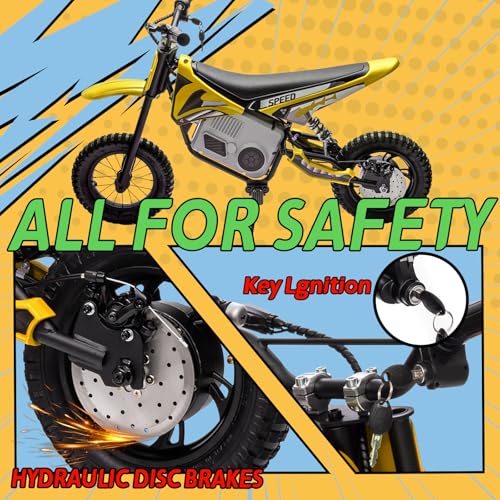 KerryYoo 36V 350W C11 Electric Dirt Bike for Kids 8-14, Up to 16MPH Off-Road Electric Motorcycle with Explosion-Proof Tires, Twist Grip Throttle