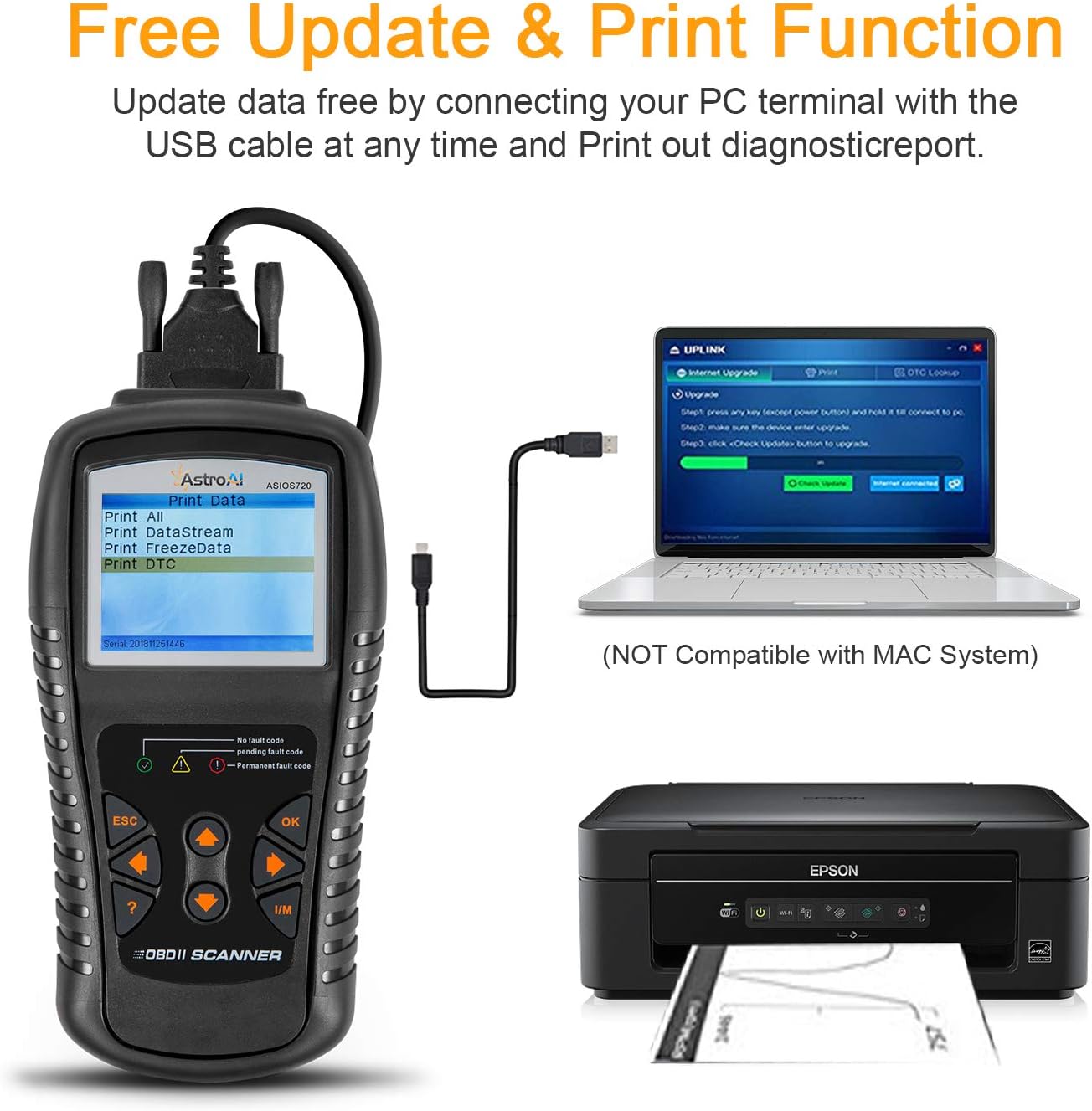 AstroAI Enhanced OBD2 Scanner, OS720 Professional OBD II Auto Check Engine Code Reader Car Diagnostic Tool Automotive Vehicle Scanner, Black Pack of 2