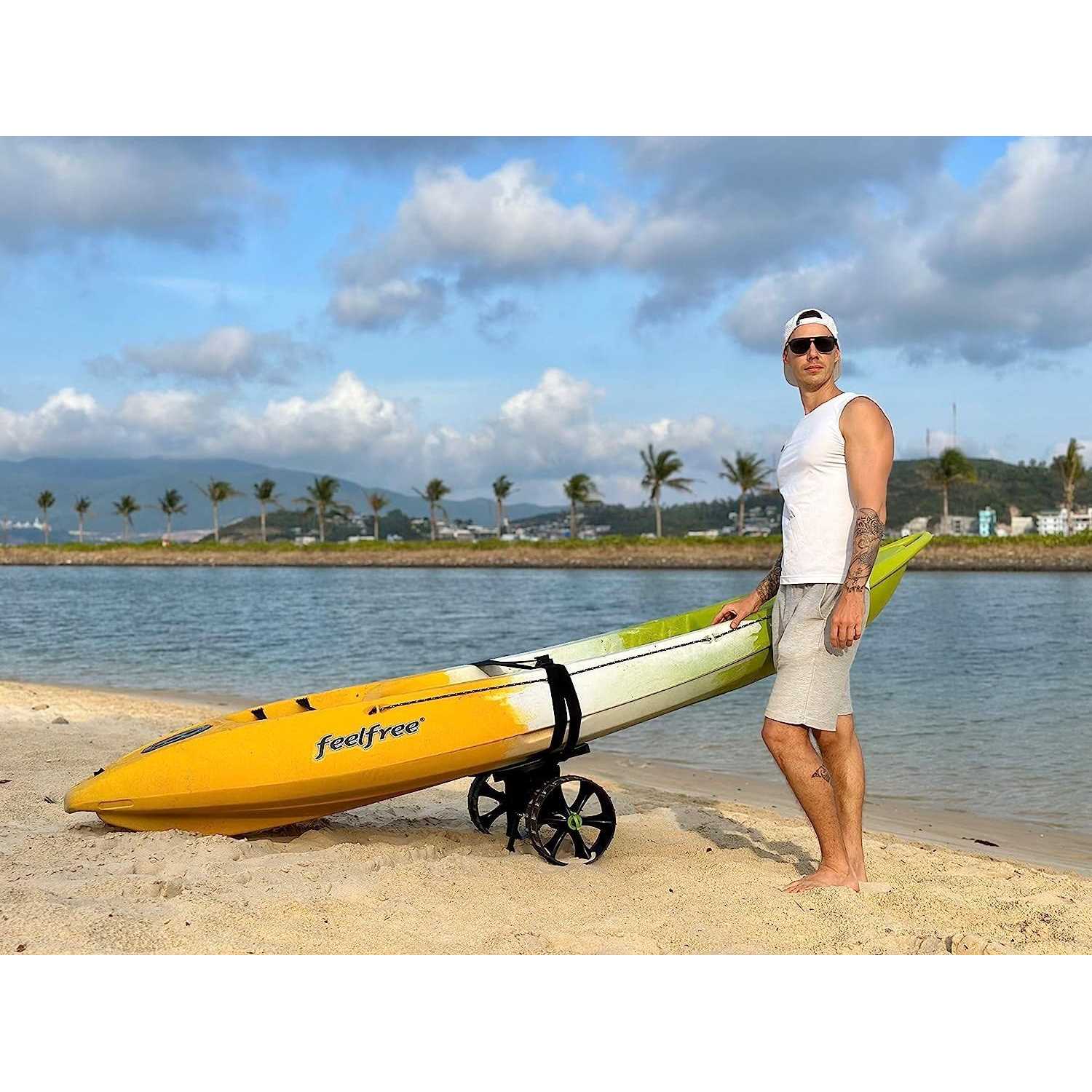 Ulticor Kayak Cart, Puncture-Free Wheels Assembles and Disassembles Within Seconds – Easy to Store – No Tools Required – All-Terrain Durable Kayak
