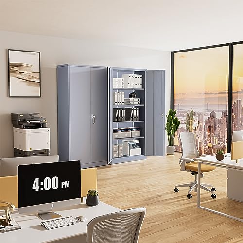Greenvelly Metal Storage Cabinet, 72" Black Locking Storage Cabinets with Doors and 4 Shelves, Metal Cabinet for Garage Home Office, Classroom