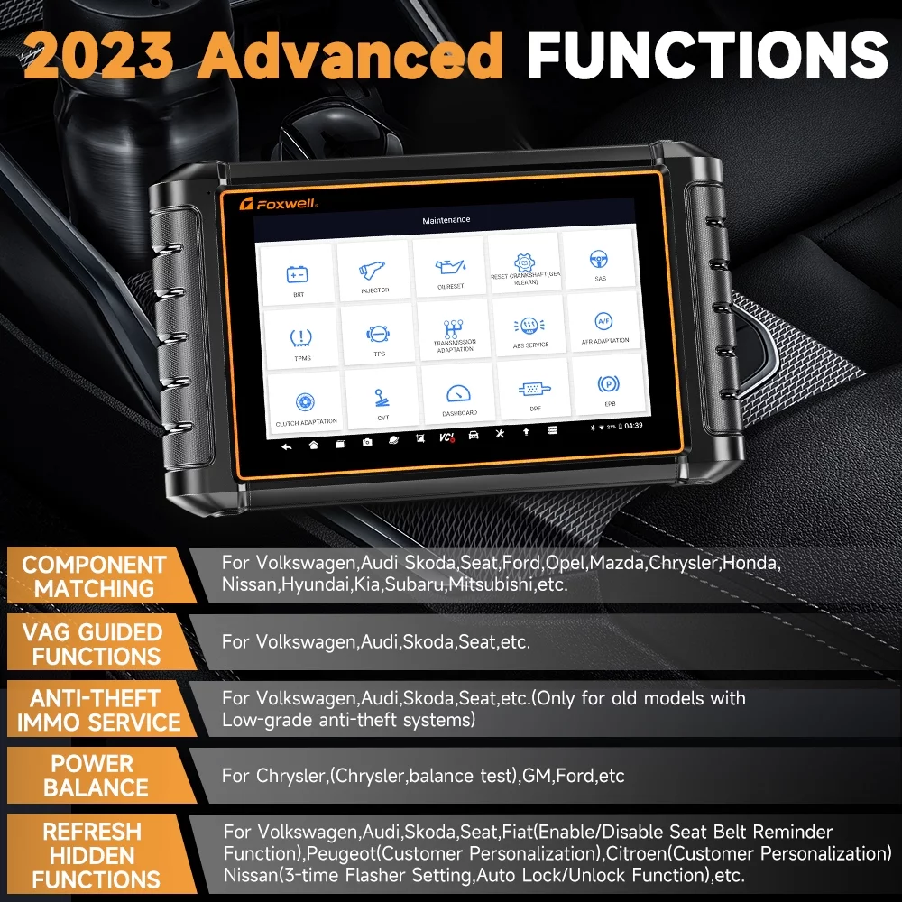 FOXWELL NT909 Bluetooth Automotive Bi-directional Diagnostic Scan Tool All System OBD2 Scanner 30+ Reset Functions ECU Coding Automotive Diagnostic