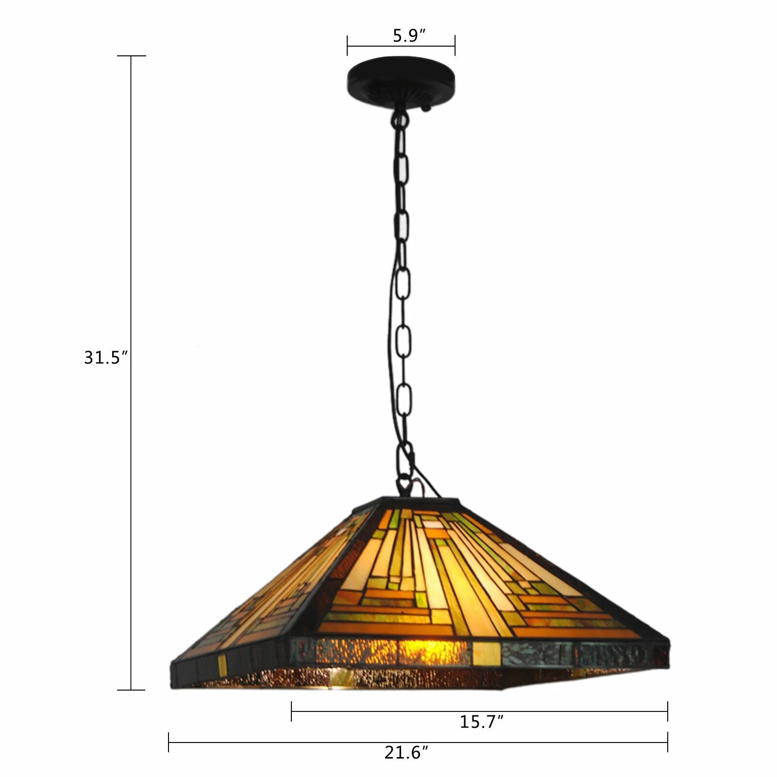 Vintage Stained Glass Pendant Lamp Tiffany Style Ceiling Fixture Hanging Light Wall Control