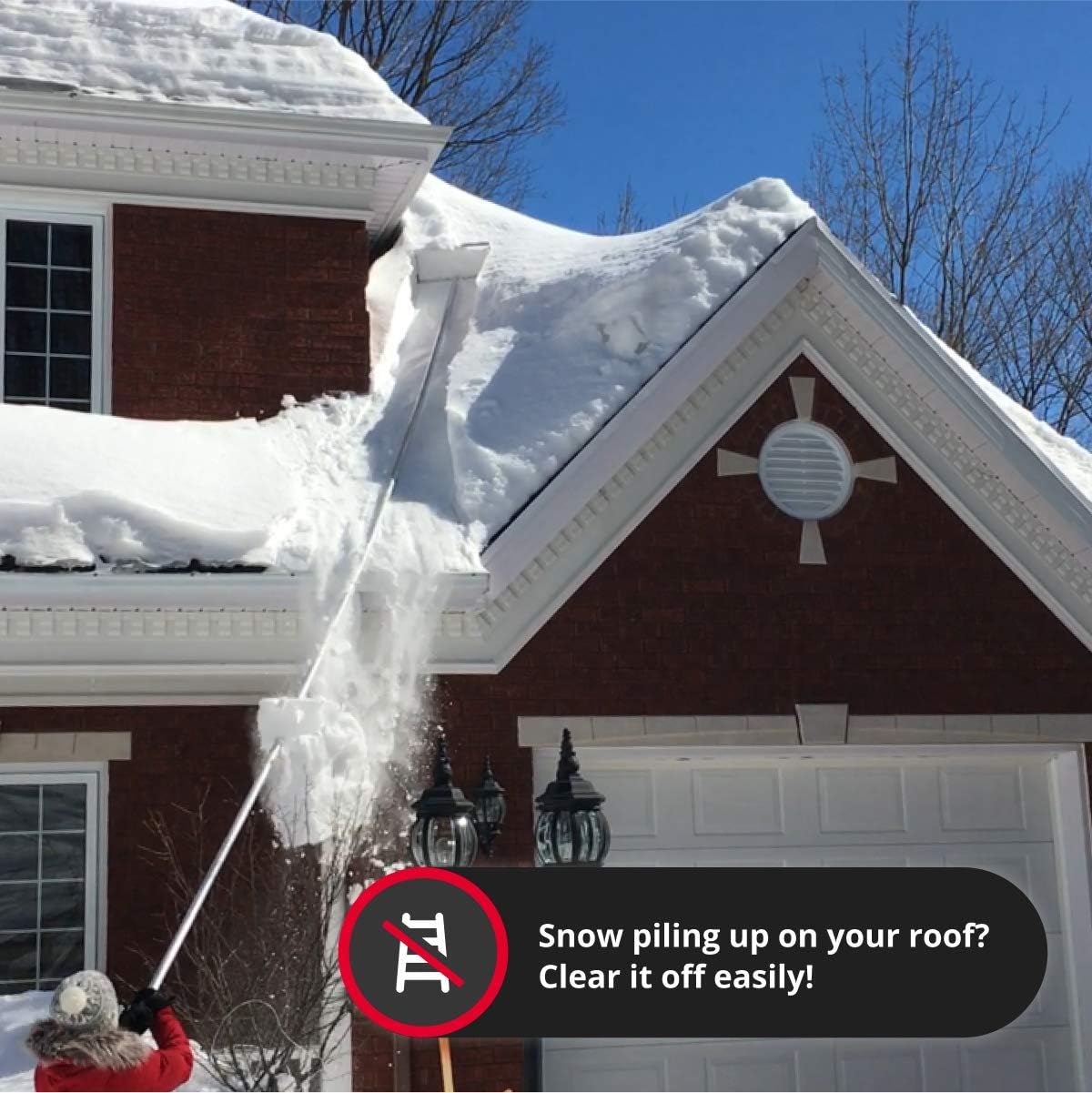 SNOWPEELER Premium - Roof Rake for Snow Removal - 30 ft. Reach - Clear Your Roof in No Time - Ideal for Long or Low-Pitched Roofs