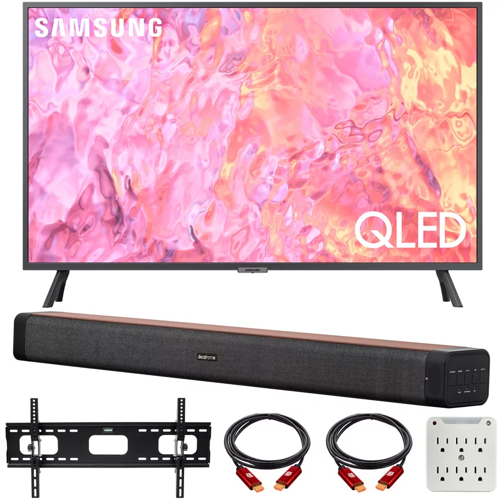 Samsung QN75Q60CA 75 Inch QLED 4K Smart TV Bundle with Deco Home 60W 2.0 Channel Soundbar