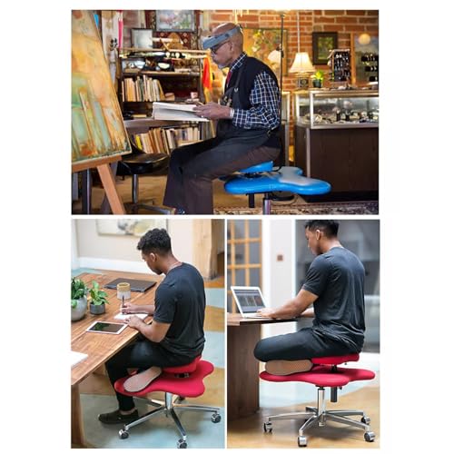 Meditation Chair, Home Office Desk Chair, Ergonomic Kneeling Chair with Wheels, Cross Legged Chair, Height Adjustable (Color : Pink