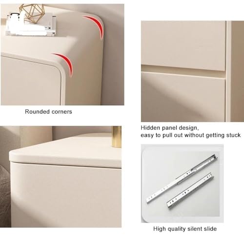 Minimalist Bedside Table Bedside Furniture, Nightstand with Microfibre Leather Wrap