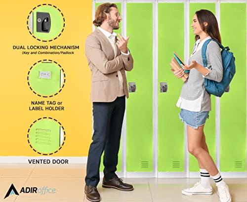 AdirOffice Large Steel Metal Storage School Locker - Single Tier Free Standing Storage Compartment