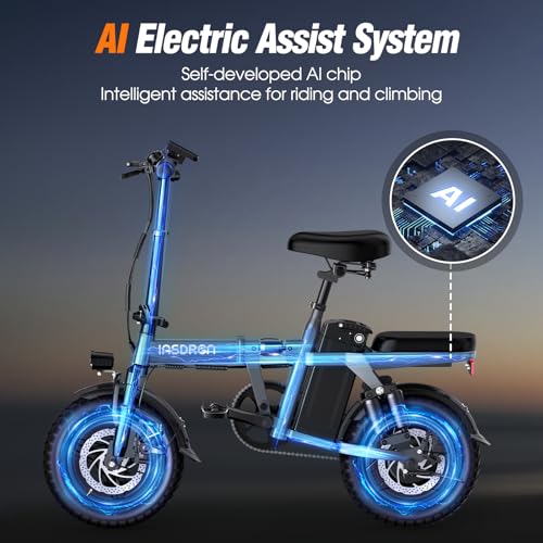 A14 Electric Bike – Premium Adult E-Bike with AI-Powered Pedal Assist, 9 Shock Absorbers, 44.99% Brake Ratio, 500W Motor, Mini Folding Electric Bike