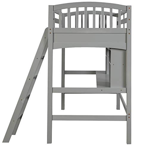 Harper & Bright Designs Full Size Loft Bed with Wardrobe and Desk, Solid Wood Loft Bed Frame with Storage, for Kids Teens Adults (Full Size, White)