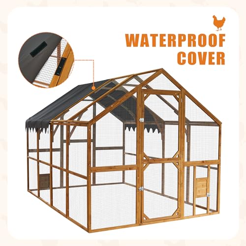 109.6'' Large Wood Chicken Coop Enclosures,Walk-in Poultry Cage