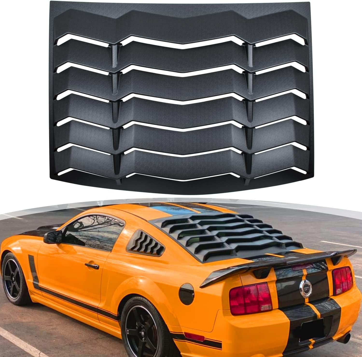 Rear Window Louver Fits for Ford Mustang 2005 2006 2007 2008 2009 2010 2011 2012 2013 2014 Windshield Sun Shade Rain Covers in GT Lambo Style Fit All