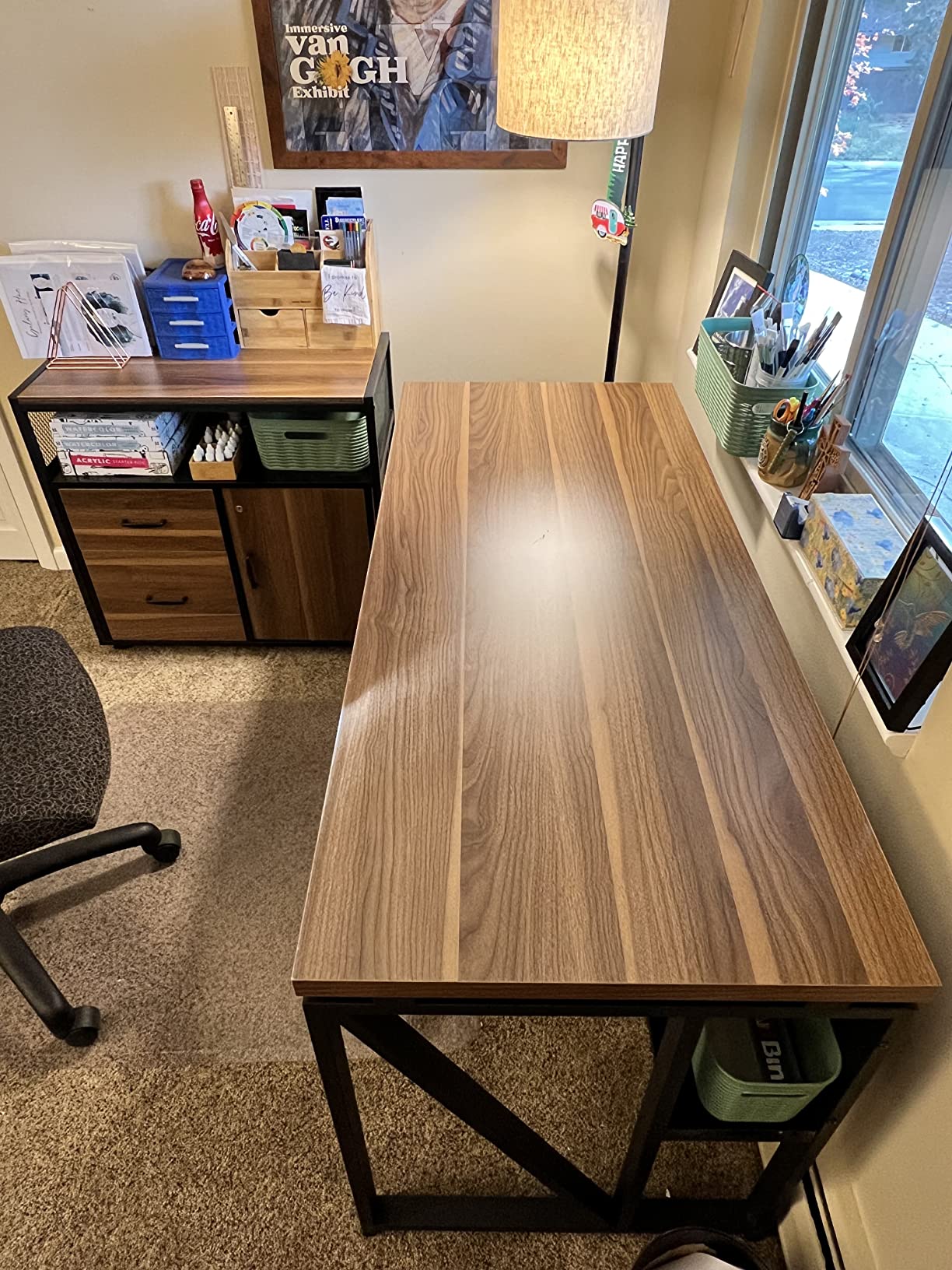 【Furniture】L Shaped Desk with Drawer Cabinet, 55" Executive Computer Desk and lateral File Cabinet