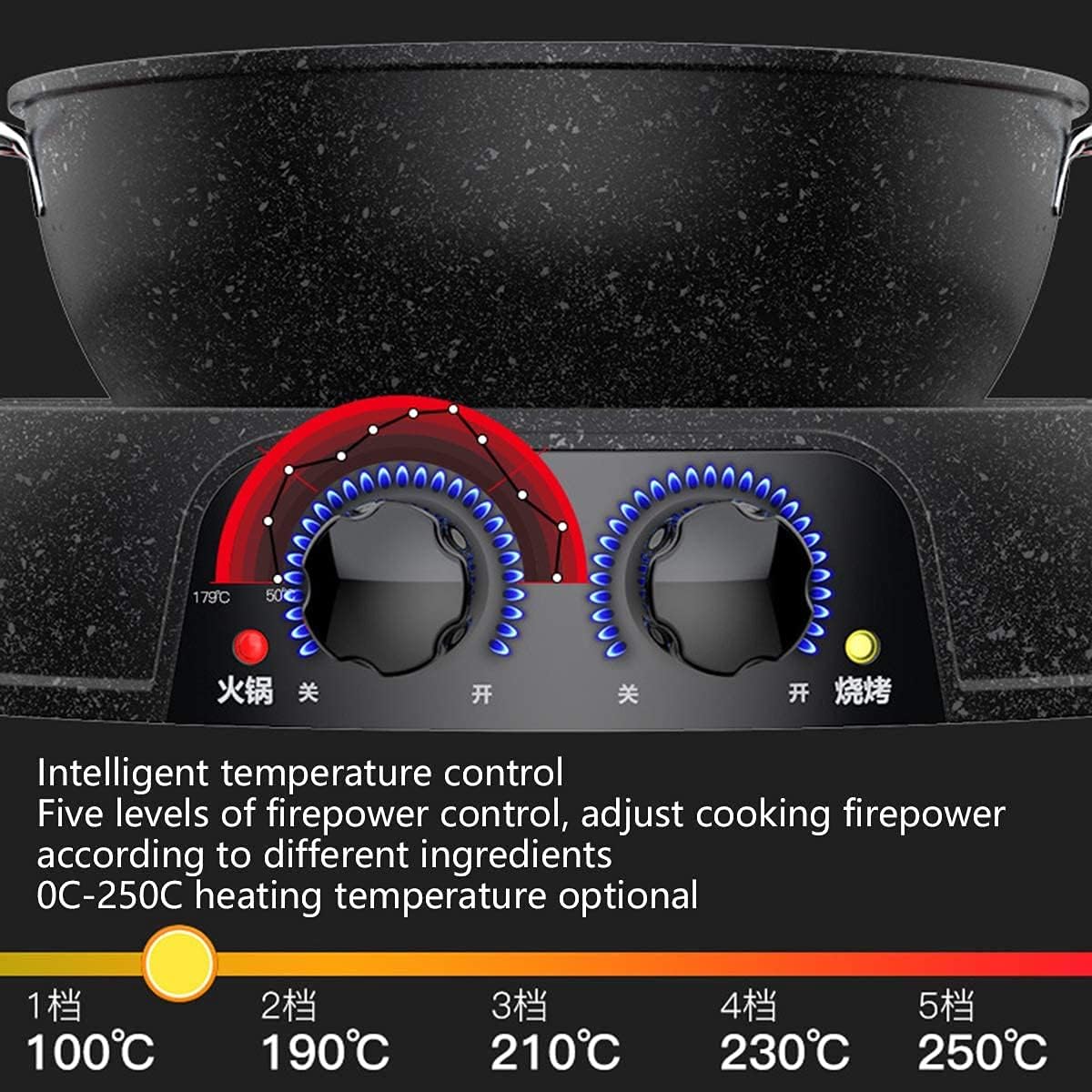 BBQ Smokeless Grill Multifunctional BBQ hot Pot Double Pot,Integrated Kitchen Pot,Electric hot Pot,Electric Barbecue Grill