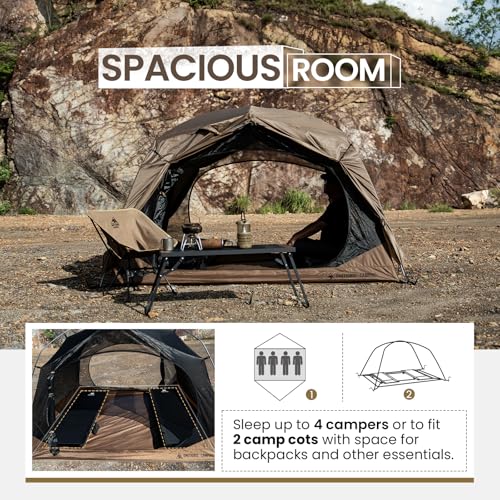 OneTigris JOVIAN 4 Person Camping Tent 3 Season Family Shelter Easy Setup Outdoor Backpacking with 2000mm Outer Rainfly
