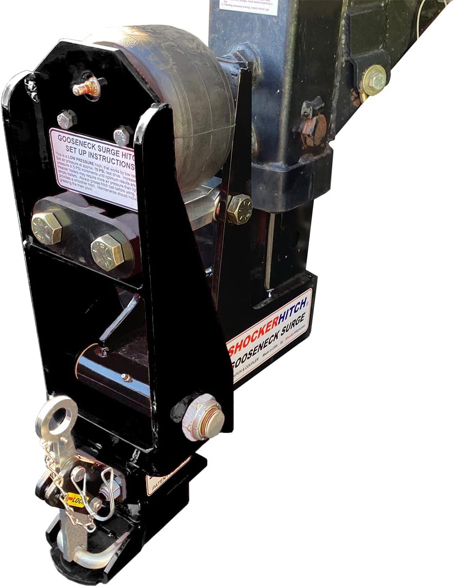 Shocker Gooseneck Air Hitch & Coupler for Millennium Trailers, Square 4" Straight Pin 30K Coupler 9" Offset