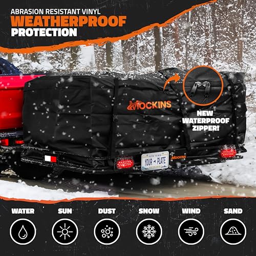 Mockins XXL 72"x36"x6" Folding Trailer Hitch Cargo Carrier w/ 50 CuFt Waterproof Cargo Bag for Hitch Carrier | 500 Lbs Cap Luggage Rack for SUV Car &
