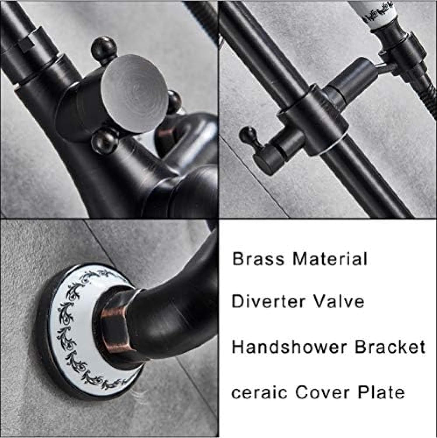 Shower System, Black Bronze Shower Set Brass 8" Rainfall Bath Shower Faucet In Wall Swivel Tub Spout Shower Column With Hand Shower