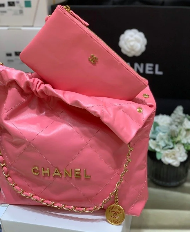 Chanel 22 Handbag Coral Pink For Women 14.4 in/37cm AS3261 B08037 NH621