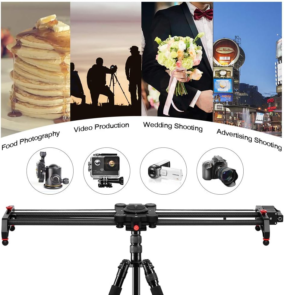 GVM Motorized Camera Slider, 31 Carbon Fiber Dolly Rail Camera Slider with Time-Lapse Photography