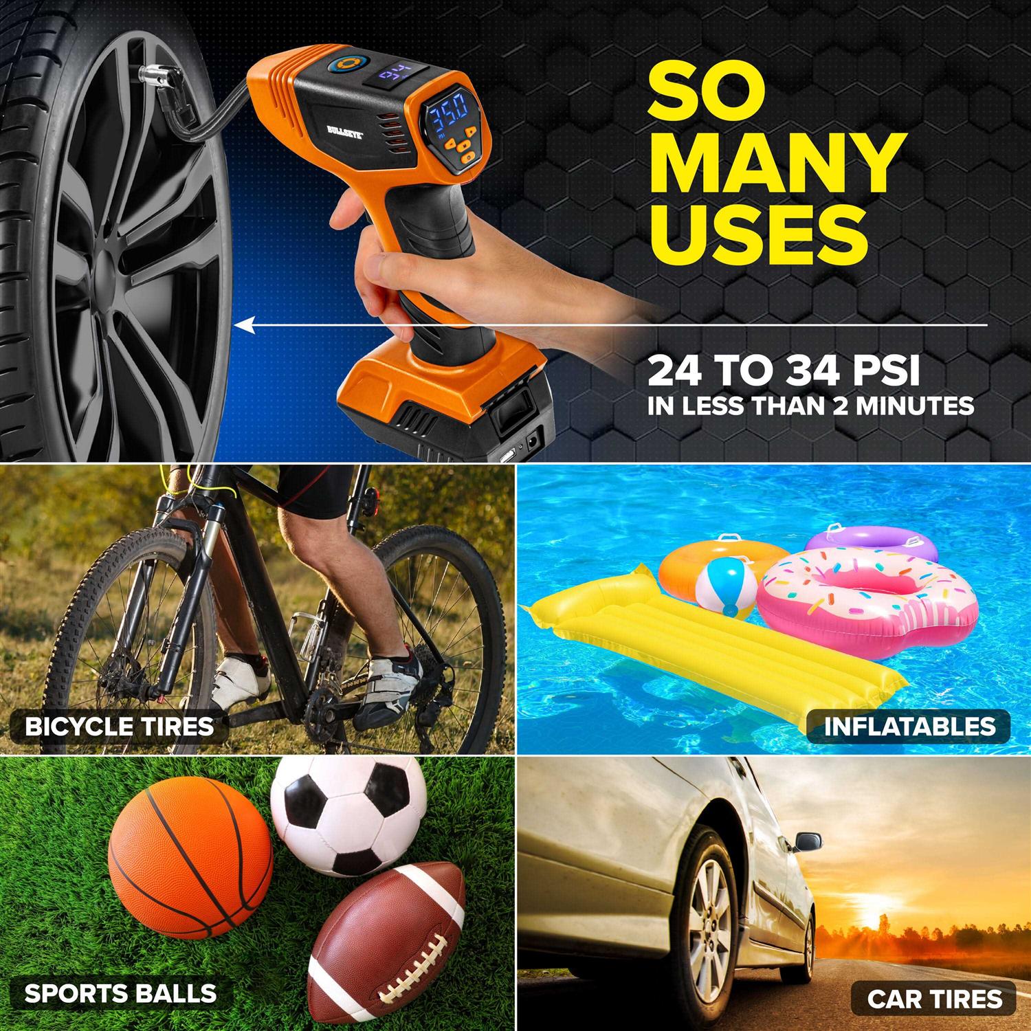 Bullseye Pro 12V 150-PSI Rechargeable Tire Inflator - Sports Supplies Online Store
