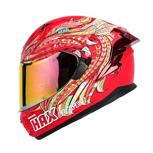 HAX Obsidian Pro Full Face Dual Visor Adult Motorcycle Helmet for Motorbike Street Bike with Pinlock Ready DOT Approved Matte Pink M