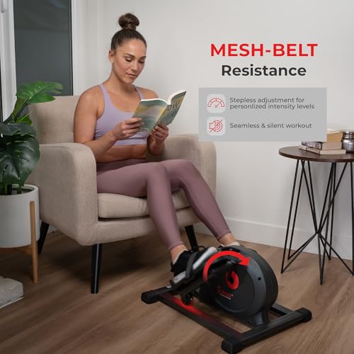Sunny Health & Fitness Smart Mini Elliptical Trainer, Indoor Under-Desk Pedal Exerciser for Mobility & Cardio Workout, Free SunnyFit App Connection