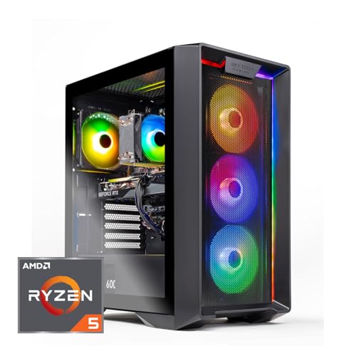 Skytech Nebula Gaming PC Desktop, Ryzen 5 5600 3.5 Ghz (4.4GHz Turbo Boost), NVIDIA RTX 3050 6GB GDDR6, 1TB SSD, 16GB DDR4 RAM 3200, 650W Gold PSU