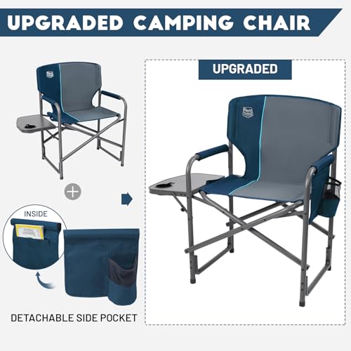 TIMBER RIDGE Folding Rocking Camping Chair, 400lbs Capacity Portable Oversized Outdoor Rocker with Hard Armrests, Cup Holder & Side Pocket