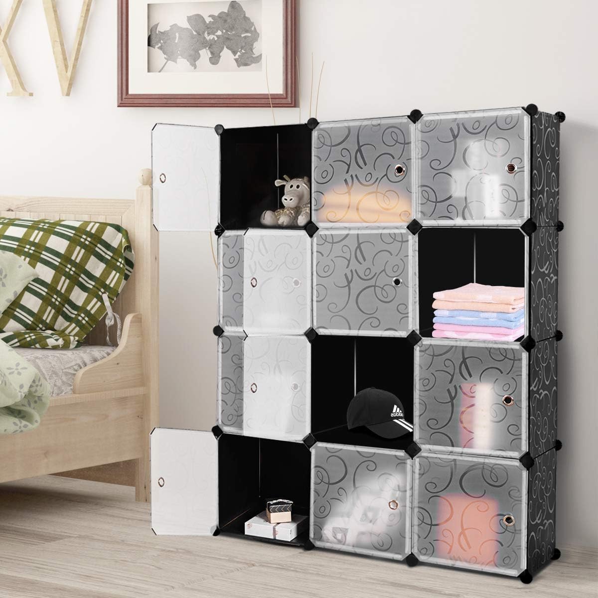 Tangkula Cube Storage Organizer, Cube Closet Storage Shelves, DIY Plastic PP Closet Cabinet, Modular Bookcase