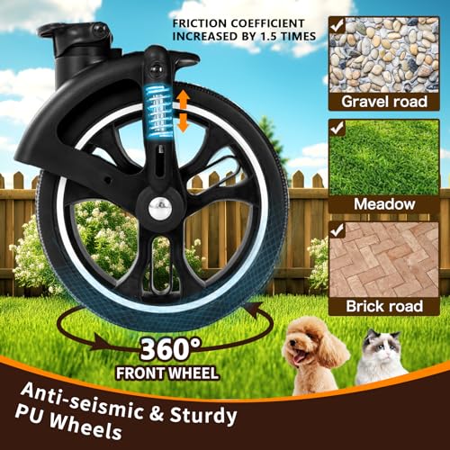 Pet Stroller 3 in 1 Folding Lightweight Dog Stroller with Detachable Carrier & Storage Basket, Premium 4 Wheels Travel for Puppies, Doggies
