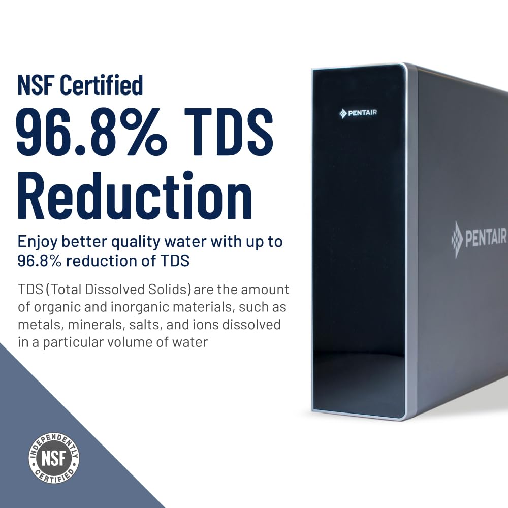 Pentair OMNIfilter Reverse Osmosis System, NSF/ANSI 58 Certified with Efficient 1:1 Pure to Drain, Tankless Under Sink RO System, Smart LED Faucet