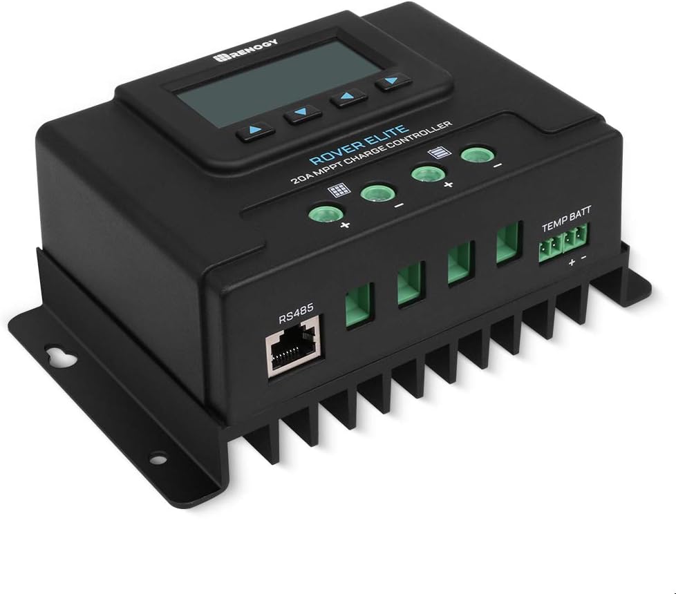 Renogy Solar Charge Controller 12V/24V Auto MPPT with LCD Backlit Display w/Temp Sensor Fit for Gel Sealed Flooded and Lithium Battery