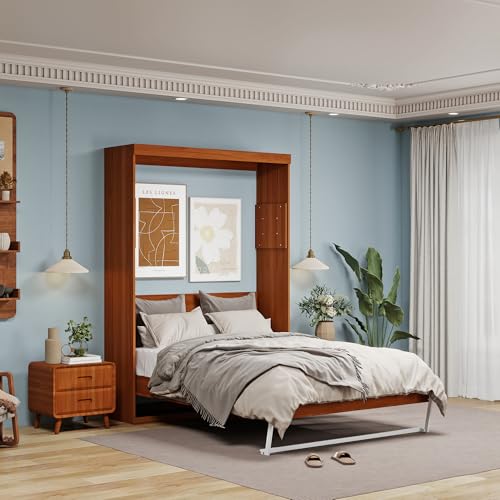 Black Wood Full Size Murphy Bed, Murphy Bed Full Space-Saving Wall Beds