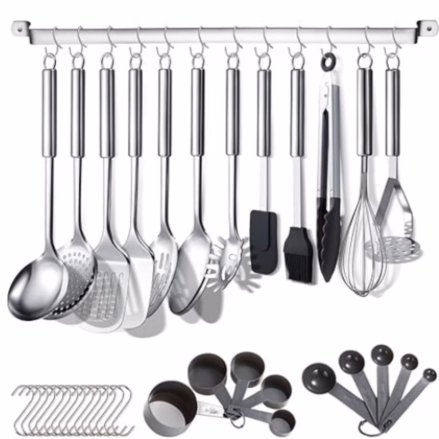 Kitchen Utensils Set 38 Pieces, Stainless Steel Cooking Utensils Set, Kitchen Gadgets Cookware