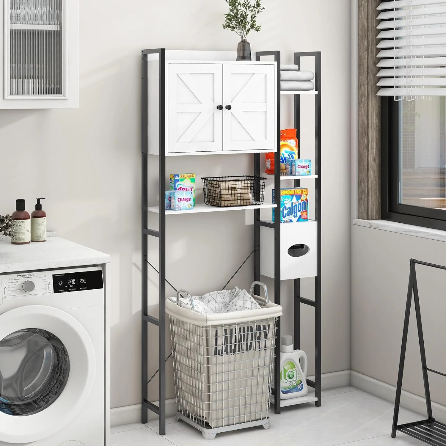 Over The Toilet Storage Cabinet with 2 Doors Storage Cabinet, Toilet Paper Storage Cabinet with Multi Layer Shelves Suitable for Bathroom