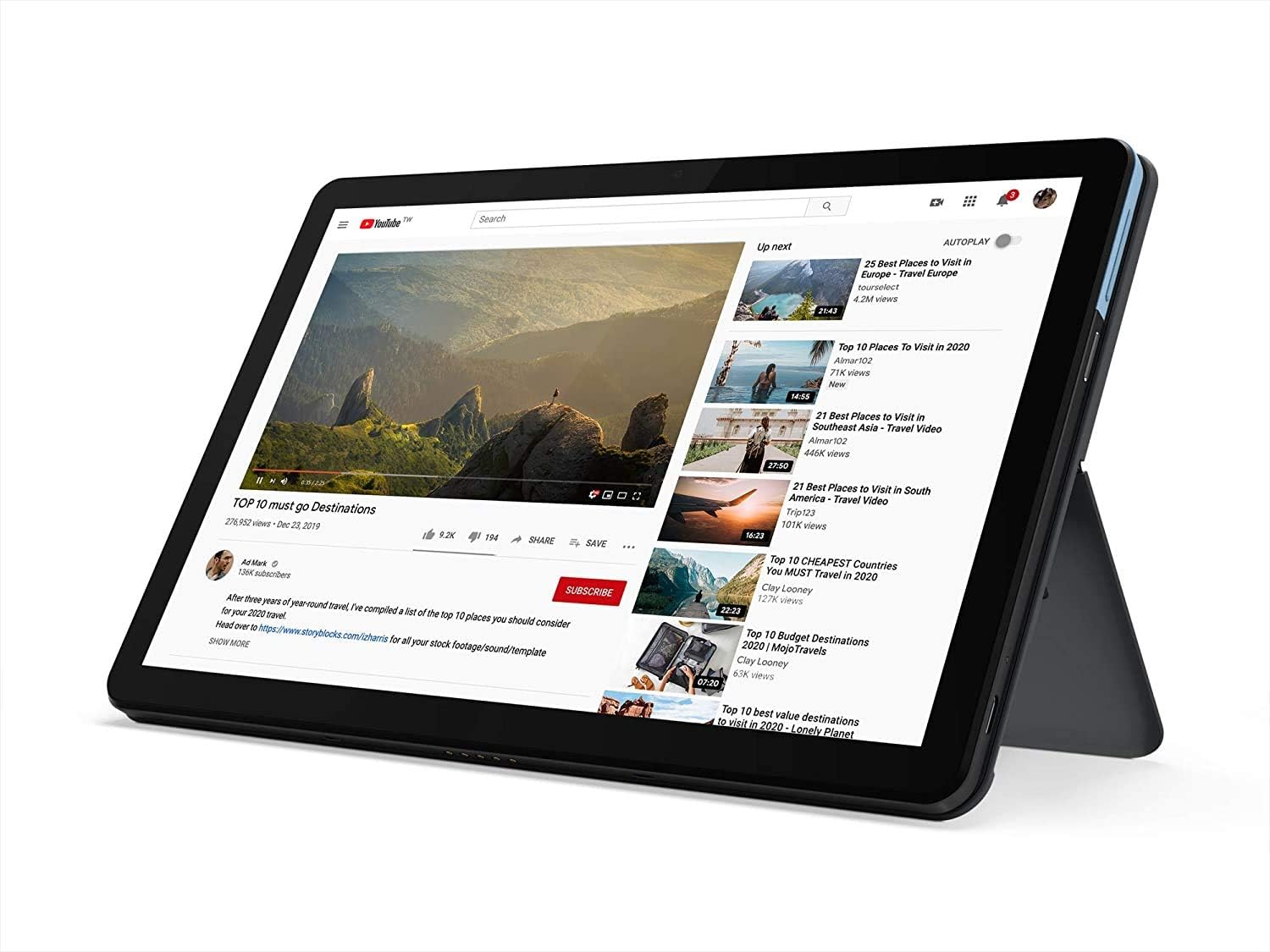 Lenovo Chromebook Duet, 2-in-1, 10.1" WUXGA (1920 x 1200) Display, MediaTek Helio P60T, 4GB LPDDR4X RAM, 128GB eMCP SSD