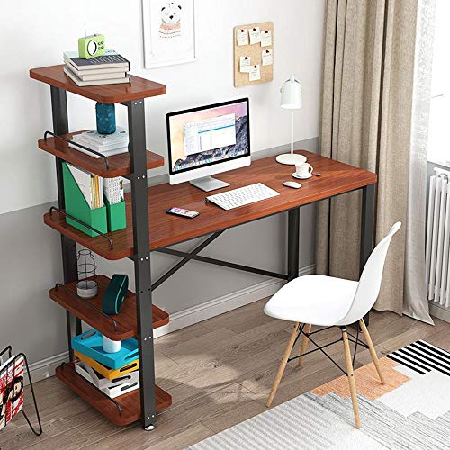 Solid Wood Desk Desktop Computer Desk,Modern Study Desk with Bookshelf Study Desk PC Laptop Desk Workbench