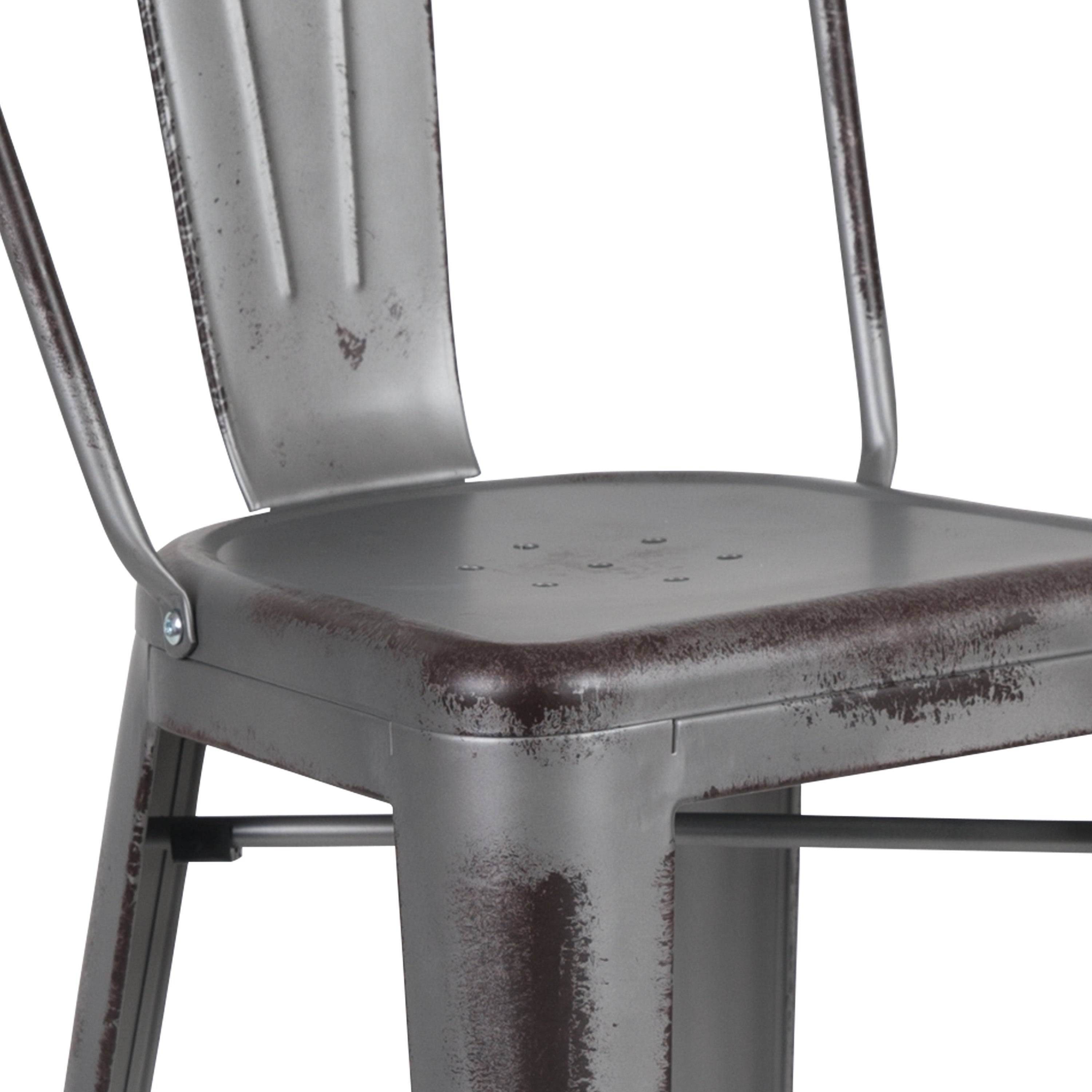 Lancaster Home Distressed Metal 30-Inch Stool (Black)