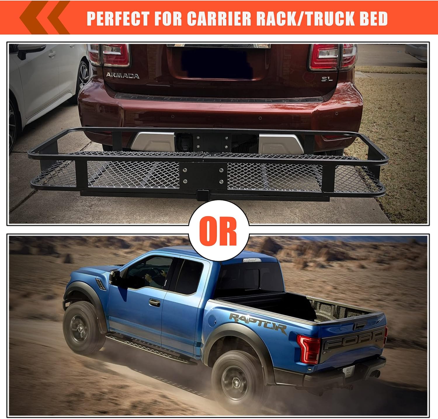 MeeFar Hitch Mount Cargo Carrier Bag Soft Shell 100% Waterproof 20 Cubic Feet (59 24 24) Include 8 Reinforced Straps for Truck Pickup All Vehicle