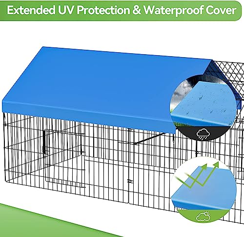INJOPEXI Metal Chicken Coop 130"×40"×39" Chicken Runs for Yard with Cover Chicken Playpen Enclosure Chicken Pen Kennel Duck Coop Cage for Outdoor