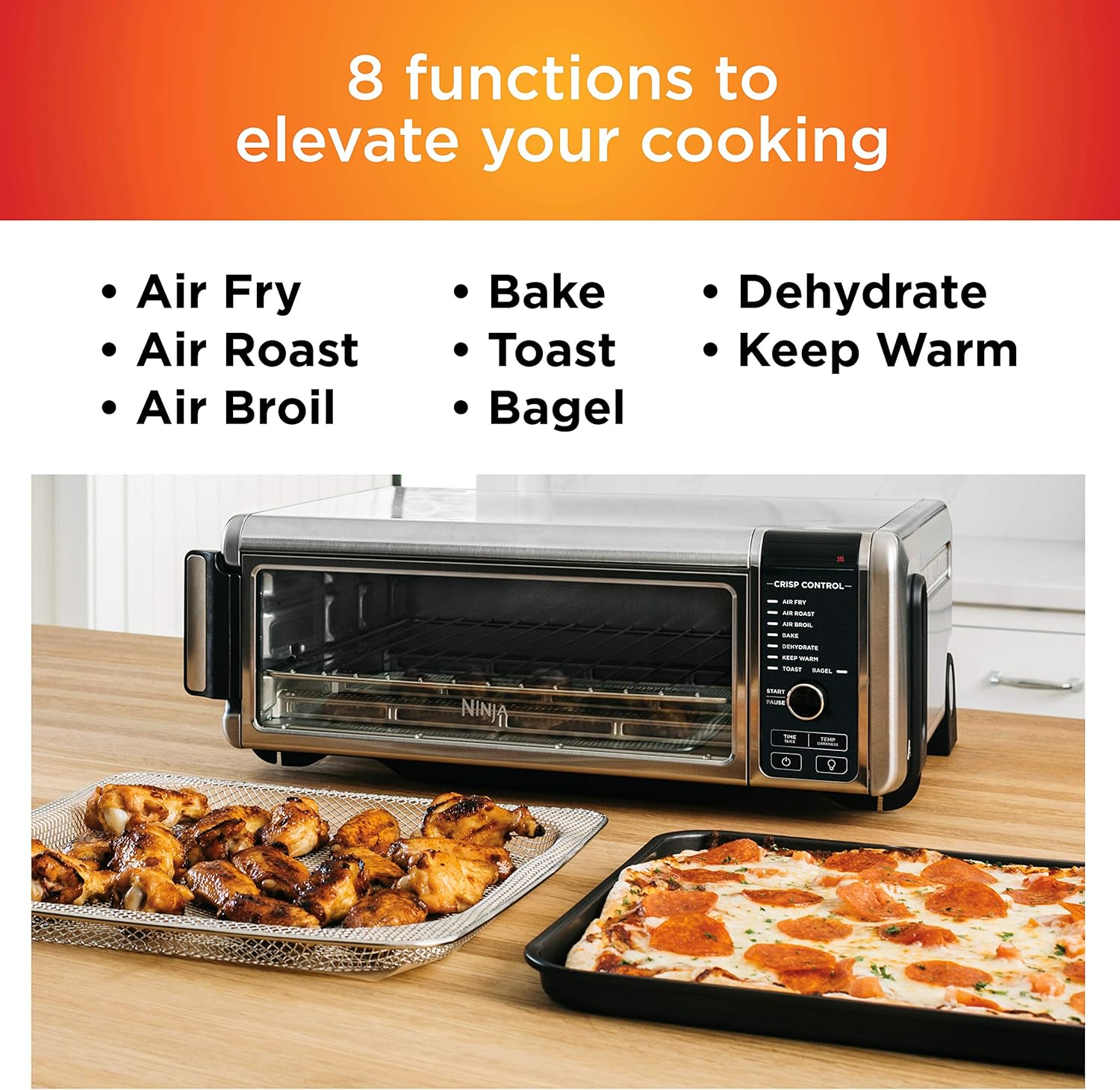 Ninja SP101 Digital Air Fry Countertop Oven with 8-in-1 Functionality, Flip Up & Away Capability for Storage Space, with Air Fry Basket