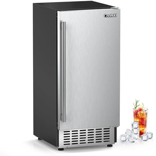 Coolski 80Lbs/ Day Commercial Under Counter Ice Maker Machine, Stainless Steel Built-in Freestanding Ice Maker with 30LBS Ice Storage