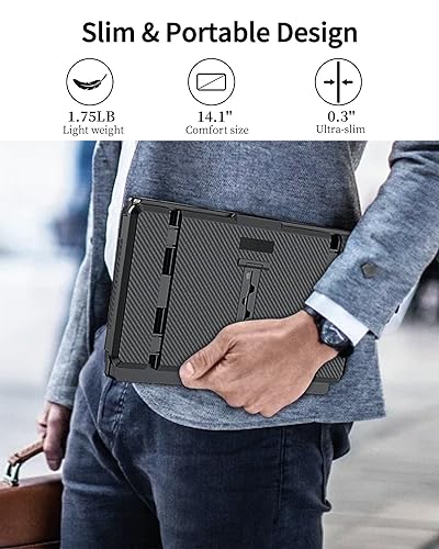 Macsecor 14.1'' Laptop Screen Extender, 1080P FHD Portable Monitor for Laptop USB C HDMI, Plug-Play Laptop Monitor Extender for 13'' -17.3'' Laptops