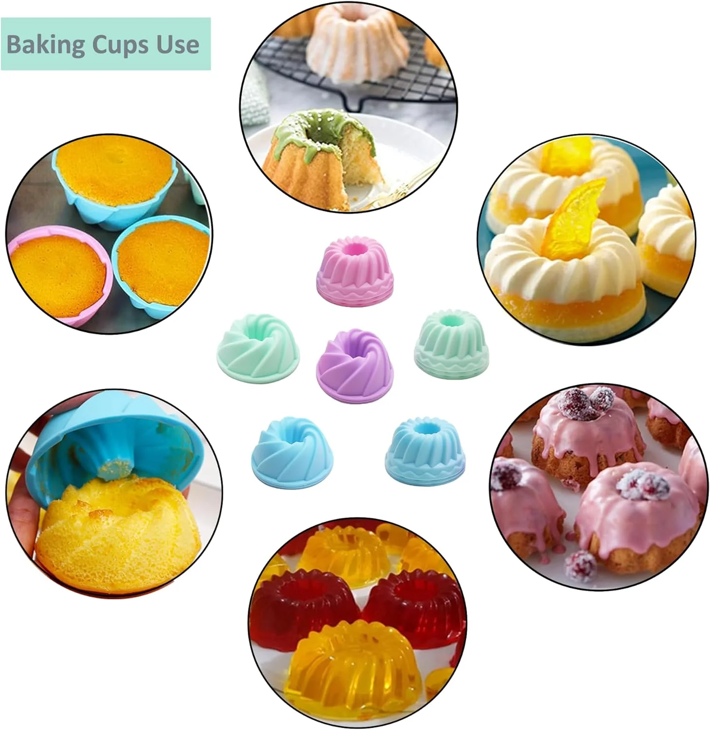 54-Piece Grey Silicone Baking Set – 10 Cake Molds, Loaf/Muffin Pans, Baking Cups + Measuring Cups &amp; Spoons (Non-Stick)