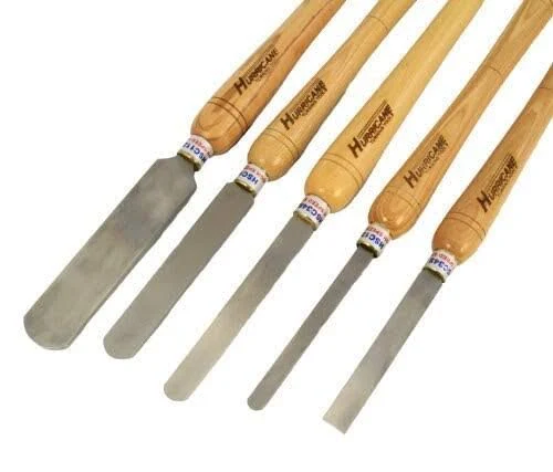 Hurricane Turning Tools, Woodturning Five Piece Scraper Set, 1/2, 3/4, 1 and 1 1/2, High Speed Steel