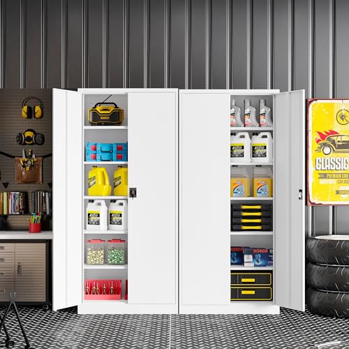 Metal Garage Storage Cabinet with Wheels,Metal Storage Cabinet with Adjustable Shelves,Steel Tool Cabinets with Locking Door for Home, School, Office