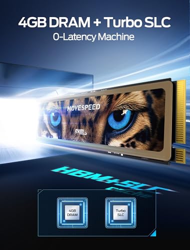 MOVE SPEED HB7450 2TB SSD for PS5 with Heatsink TLC NAND, PCIe 4.0 NVMe M.2 Internal Solid State Drive - Up to 7450MB/s